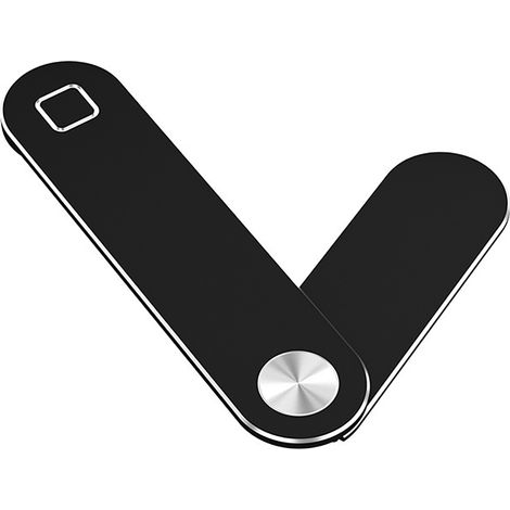 Support magnétique pour téléphone et ordinateur portable en alliage d'aluminium, noir classique, fixation latérale réglable pour écran, support de téléphone portable magnétique portable. (1/5)