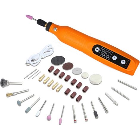 Kit Polyvalent 50 Pièces : Mini Outil Électrique Sans Fil 3.7V 5 Vitesses - Lampe LED pour Travail de Précision (Sculpture, Ponçage, Découpe) (1/5)