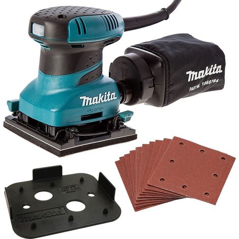 Makita BO4555 Hook Loop / Clamp Finishing Palm Sander 240v + Dustbag + 10 Sheets (1/4)