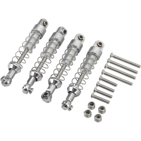 2 Paires d'Amortisseurs en Alliage d'Aluminium 60mm pour Modèles RC WPL C14 C24 MN D90 99S, Pièces de Modification Argentées (1/5)