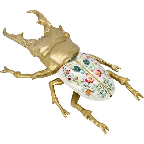 Figurine de scarabée en résine avec détails floraux - Objet décoratif original