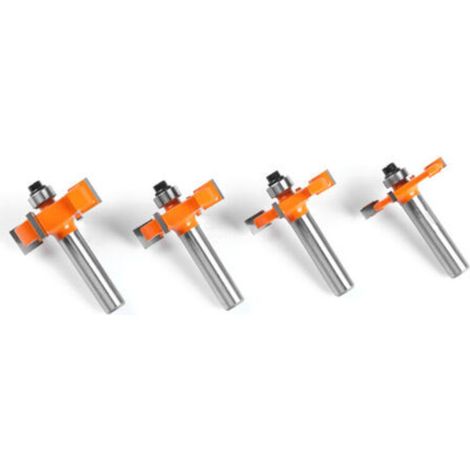4 Stück 8mm 4-Schneider Holzfräser T-Form Nutfräser Set Schneidwerkzeug für Holzbearbeitung Orange Schneidenhöhe: 4mm, 6mm, 8mm, 10mm