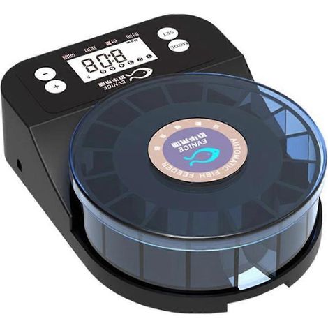 Distributeur automatique de nourriture pour poissons EVNICE, distribution de petites particules, idéal pour les crevettes ornementales et les poissons rouges. Compatible avec les prises américaines. (1/5)