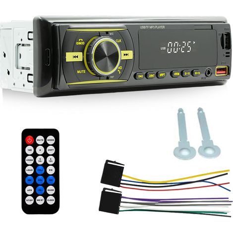 Autoradio 1 DIN avec Bluetooth 5.0, Radio FM, Lecteur MP3, 2 Ports USB, Appels Mains Libres, Éclairage 7 Couleurs (1/5)