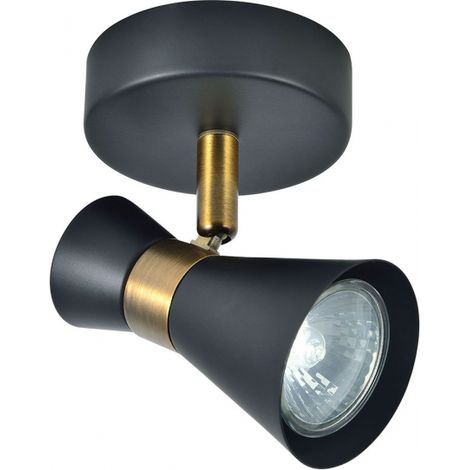 FABRILAMP Spot orientable MAXIMO en cuir noir pour salles de bains (1/2)