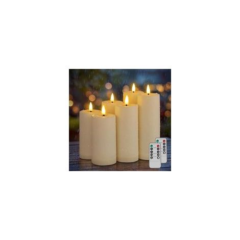 wasserdichte LED-Kerzen für den Außenbereich, elfenbeinfarbene 3D-Flamme mit Timer und Fernbedienung, für Garten und Veranstaltungen im Freien (1/5)