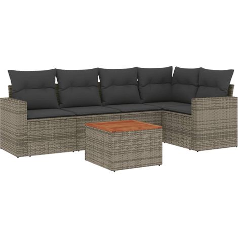Maison Exclusive - 6-tlg. Garten-Sofagarnitur mit Kissen Grau Pol
