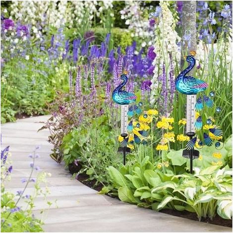 Pluviomètre Lampe Solaire en Forme De Paon Étanche Pluviomètre Décoratif pour Jardin Balcon Terrasse A306 (1/3)