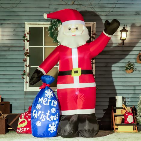 Père Noël gonflable avec lumières LED blanches et gonfleur inclus, 146 x 77 x 238 cm (1/5)