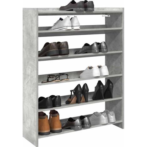 Schuhregal Betongrau 80x25x100 cm Holzwerkstoff