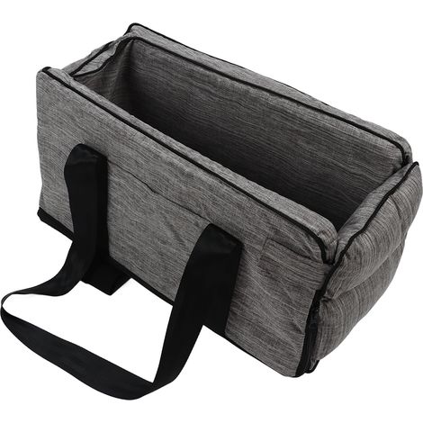 Siège rehausseur carré stable et antidérapant pour chien avec accoudoir et console centrale amovible et réglable, équipé de ceintures de sécurité. (1/5)