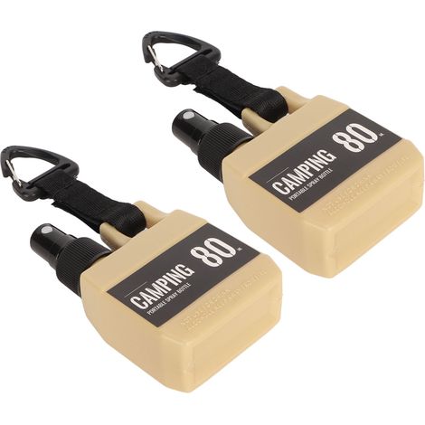 Packung mit 2 x 80 ml (2,7 oz) Sprühflaschen zum Aufstecken, Reisegröße, mit Schlaufe, khakifarben. (1/5)
