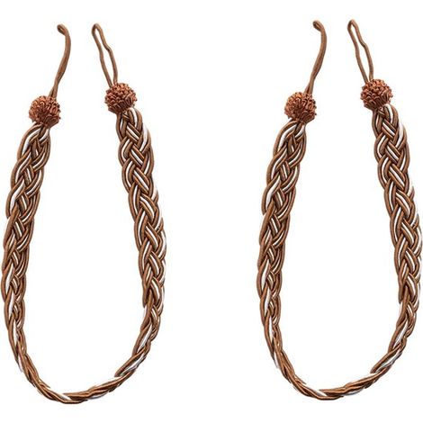 pièces - Embrasses de rideau - 59 x 2,5 cm - Embrasse de rideau - Liens de rideau tissés à la main - Cordon de rideau - Polyester - Marron et blanc - Accessoires de décoration de fenêtre - Accessoires (1/5)