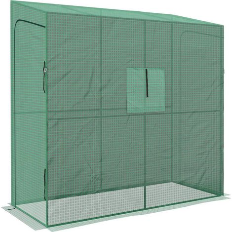 SERRA DA GIARDINO A MURO CON 2 PORTE AVVOLGIBILI E COPERTURA IN PE ANTI UV. 200X80X200CM. VERDE (1/5)
