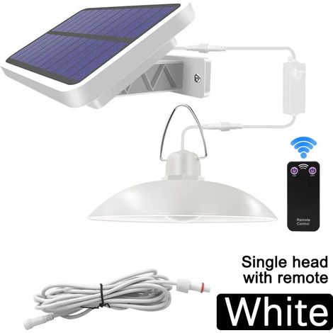 Suspension solaire double tête améliorée avec câble de 3 m, étanche IP65 et télécommande, compatible avec abri de jardin et intérieur (blanc chaud - tête unique blanche RF). (1/5)