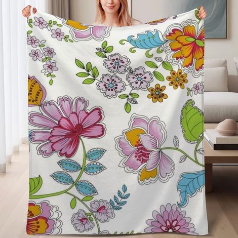 Couverture de lit en polaire, couverture légère et cosy en microfibre pour le printemps, décoration de chambre à coucher, cadeau parfait pour femmes hommes, 6080 pouces (1/4)