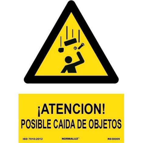 Señal ¡Atención! Posible Caída de Objetos Con Tintas UV | ADHESIVOS DE VINILO - 100 x 150 mm (1/2)