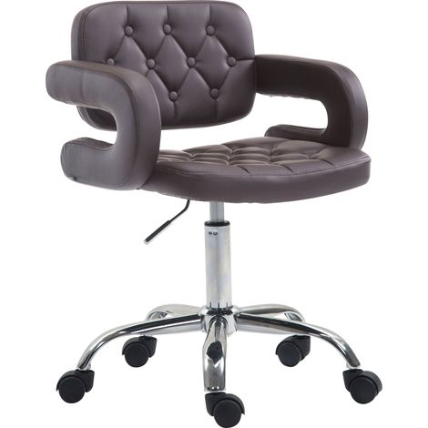 Sedia da ufficio regolabile in altezza girevole schienale e braccioli imbottiti moderna sintetico marrone BUR10412