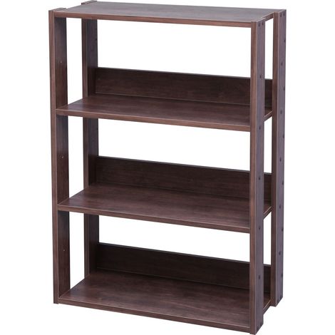 Iris Ohyama, Bibliothèque, Meuble de rangement à 3 Niveaux, Étagères ajustables tous les 14 cm, Stable, Industriel, Montage Facile, Salon, Entrée, Chambre, Bureau - Open Wood Rack OWR-600 - Marron