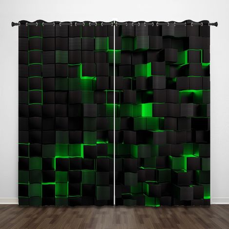 Rideaux Occultants Gaming pour Chambres Ado Garçon, Imprimés 3D Lavable en Machine, Idéal pour Les Enfants, Les Gamers, dans Leurs Chambres Et Salons (75x166cm (2 Panneaux),Couleur 1) - 75L X 166H cm (1/5)