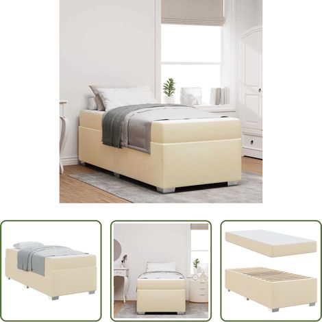 vidaXL Confort - Cadre de lit avec matelas Crème 80 x 200 cm tissu (1/5)