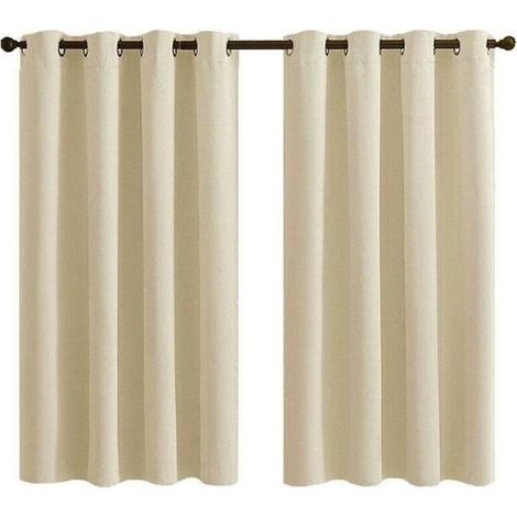 Ensemble de 2 Panneaux de Rideaux Courts à Oeillets - Occultant Isolant Thermique Couleur Taupe - pour Chambre ou Salle de Bain 28x36 Pouces (K30)