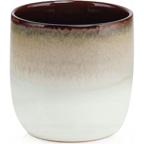 Keramikblumentopf mit rundem Deckel, Vintage-Beige-Braun, 13 cm (1/2)