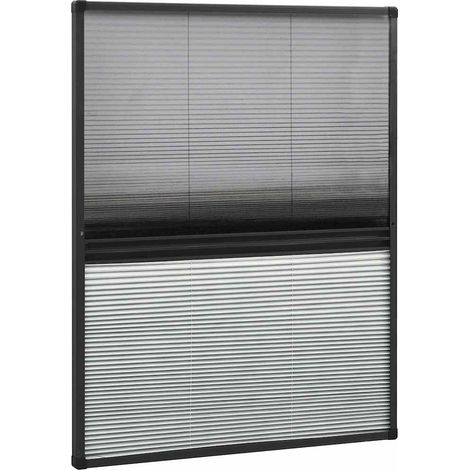 Moustiquaire plissée pour fenêtre Aluminium 80x100 cm et auvent