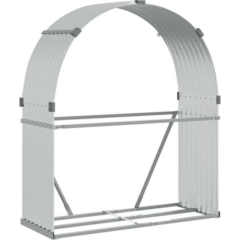 Maison Exclusive - Leñero de acero galvanizado plateado 120x45x14