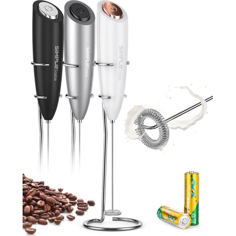 Mousseur à Lait Piles Fouet Inox Support Pour cappuccino, latte, café, mélangeur de boissons. (1/5)