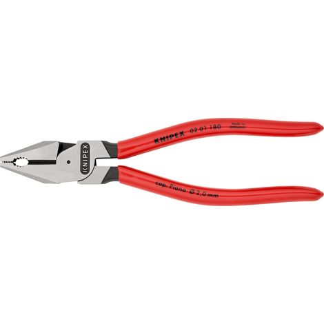 KNIPEX 02 01 180 SB High Leverage Combination Pliers plastic coated black atramentized 180 mm
