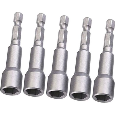 5 Pcs Embout Visseuse Aimanté, 8 mm 1/4' Hexagonale Embout Visseuse avec Rainure de Changement Rapide pour Perceuse à Main électrique/Perceuse Lithium/Tournevis Pneumatique a Choc (1/5)