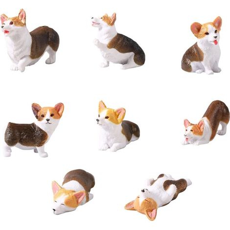 Lot de 8 figurines de petit chien pour tableau de bord de voiture et décoration de bureau en résine pour égayer votre espace (1/5)