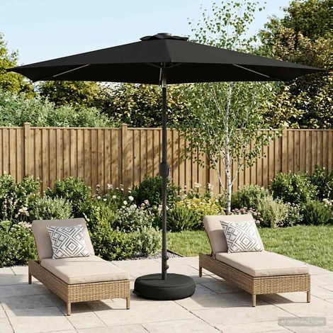 Parasol de jardín con luces LED y base 300 x 300 cm Poliéster
