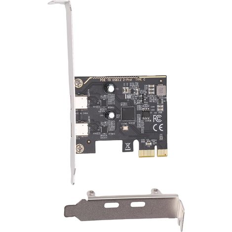 PCIe to USB 3.2 GEN1 Expansion Card with 5 Gbps Bandwidth, PCI Express Card with 2 Type-C Ports for Desktop PCs, with Standard 12cm Bracket and Short 8cm Bracket (1/5)