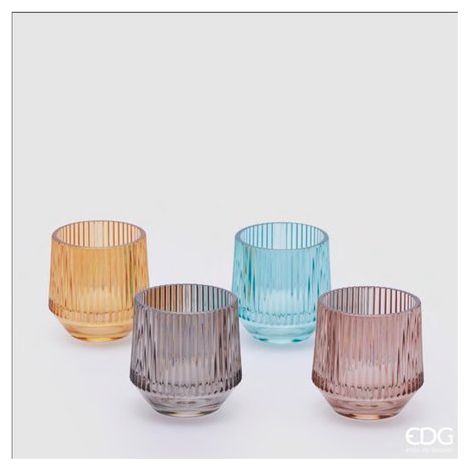EDG Enzo De Gasperi Portacandela Rigato H10 D9,5 4 Pezzi Assortiti