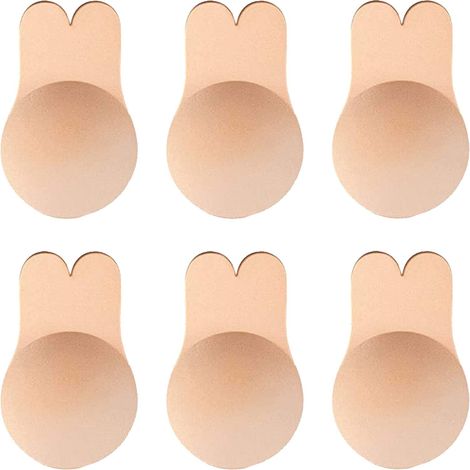 paires de soutiens-gorge auto-adhésifs (taille L), soutiens-gorge push-up réutilisables sans bretelles en silicone avec bandes adhésives invisibles pour les mamelons, beige