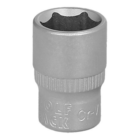 Chiave a bussola esagonale 1/4" 12 mm. Profilo a 6 lati. Acciaio al cromo vanadio, bordi arrotondati (1/5)