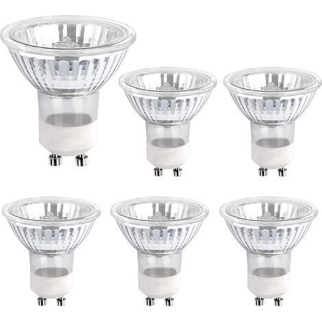 Ampoule Halogene GU10 50W 220V, Dimmable Ampoule Spot Halogene MR16, pour Lumière d'armoire, Lumières d'exposition, pack de 6, (1/5)
