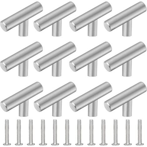 Lot de 12 Poignée Meuble Cuisine,50mm Poignée de Meuble Inox en Forme de T,Barre de Tiroir, Placards, Portes, Meubles, Salle de Bain, Chambres & Armoires (1/5)