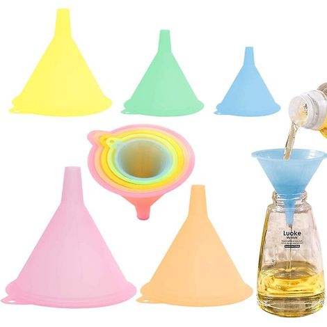 Entonnoir de cuisine, kit de 5 entonnoirs en plastique de couleurs différentes, ensemble d'entonnoirs de cuisine pour liquides, huiles et autres. (1/5)