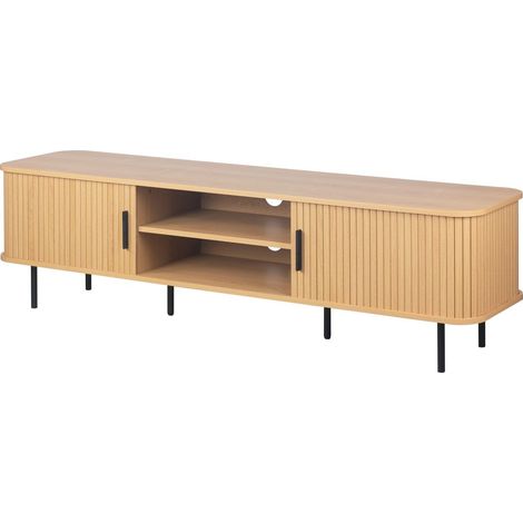 Meuble TV 2 portes 2 niches effet Chêne 160 cm - Sora