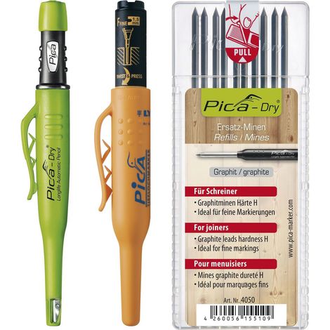 vasalat Pica Dry Tieflochmarker Graphit + Pica 150 rot + 10 Ersatzminen