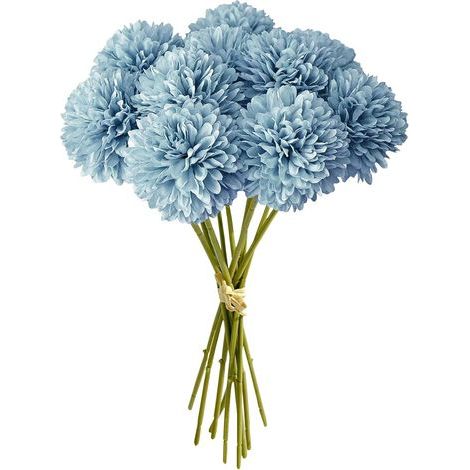Flores artificiales de hortensia, 12 piezas, flores artificiales de crisantemo en forma de bola, ramo de hortensias de seda, flores artificiales para decoración del hogar, jardín, fiestas y oficinas ( (1/5)