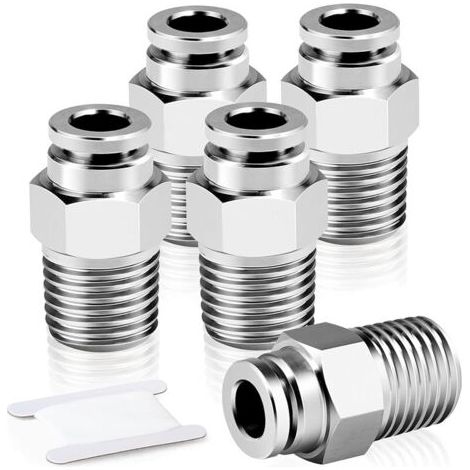 Pair 5 pièces acier inoxydable 304 raccords Connecteur pneumatique enfichable, 6 mm de diamètre extérieur du tube x 1/8\" filetage BSP mâle (1/5)
