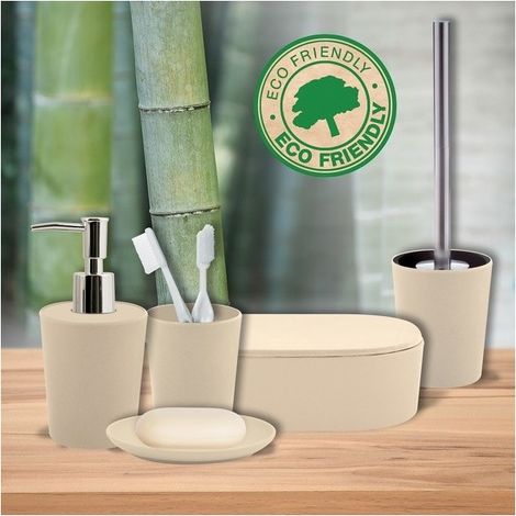 Set de 5 accesorios de baño en Fibra de Bambú TAKEO Sand Spirella (1/5)