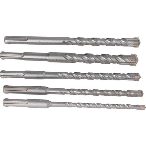 Jeu de 5 forets à béton en carbure cémenté 40Cr, diamètres disponibles : 6, 8, 10, 12 et 14 mm. (1/5)