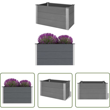 The Living Store Lit surélevé de jardin WPC 100 x 50 x 54 cm Gris - Jardinière - Bac De Plantation - Pot De Fleurs - Fleurissement - Décoration Extérieure (1/5)