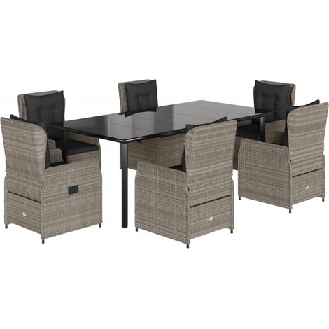 Maison Exclusive - Set comedor jardín 7 pzas y cojines ratán sint (1/5)