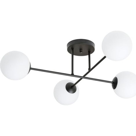 [GEBRAUCHT] B-Ware Euluna Deckenlampe Leuchte Glaslampe Glasschirm Lampe schwarz opal 4-flg. (1/2)
